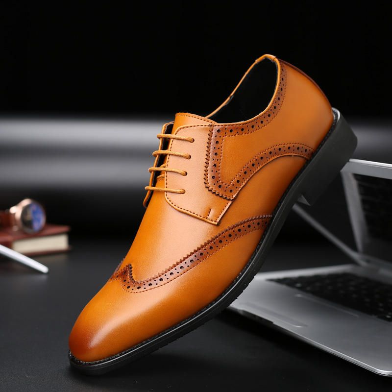 Zapatos De Vestir De Negocios Normales Brogue Oxfords De Gran Tamaño Para Hombres