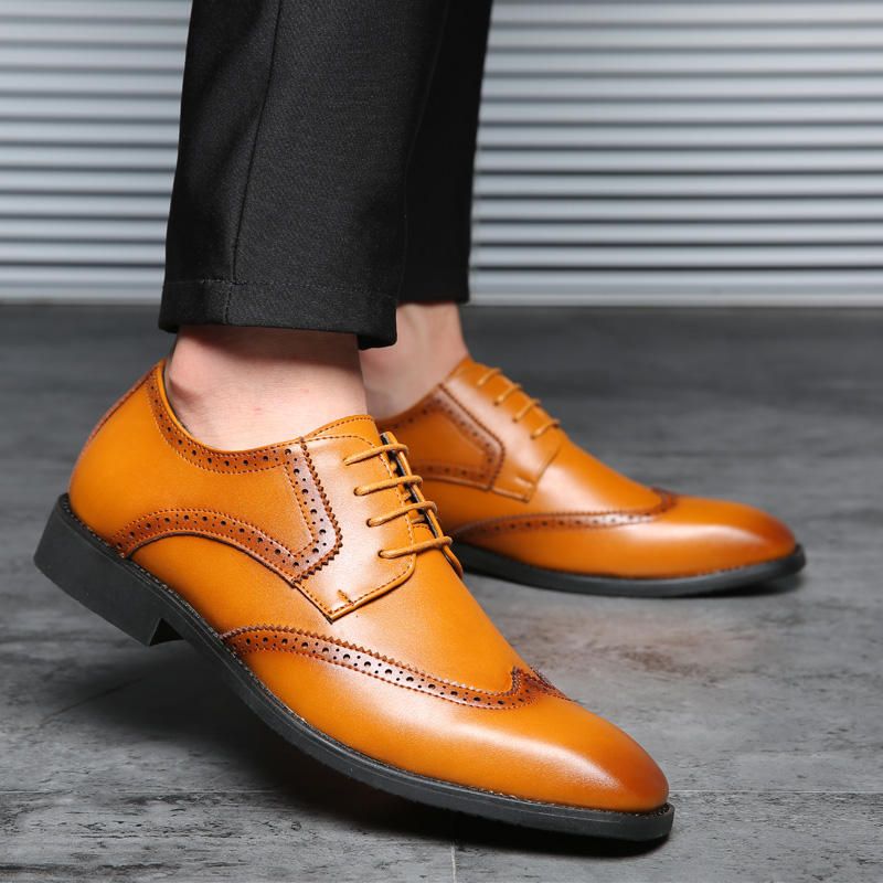 Zapatos De Vestir De Negocios Normales Brogue Oxfords De Gran Tamaño Para Hombres