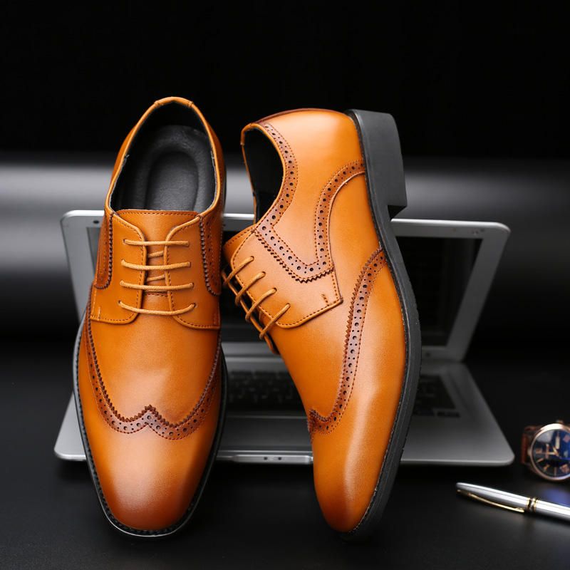 Zapatos De Vestir De Negocios Normales Brogue Oxfords De Gran Tamaño Para Hombres