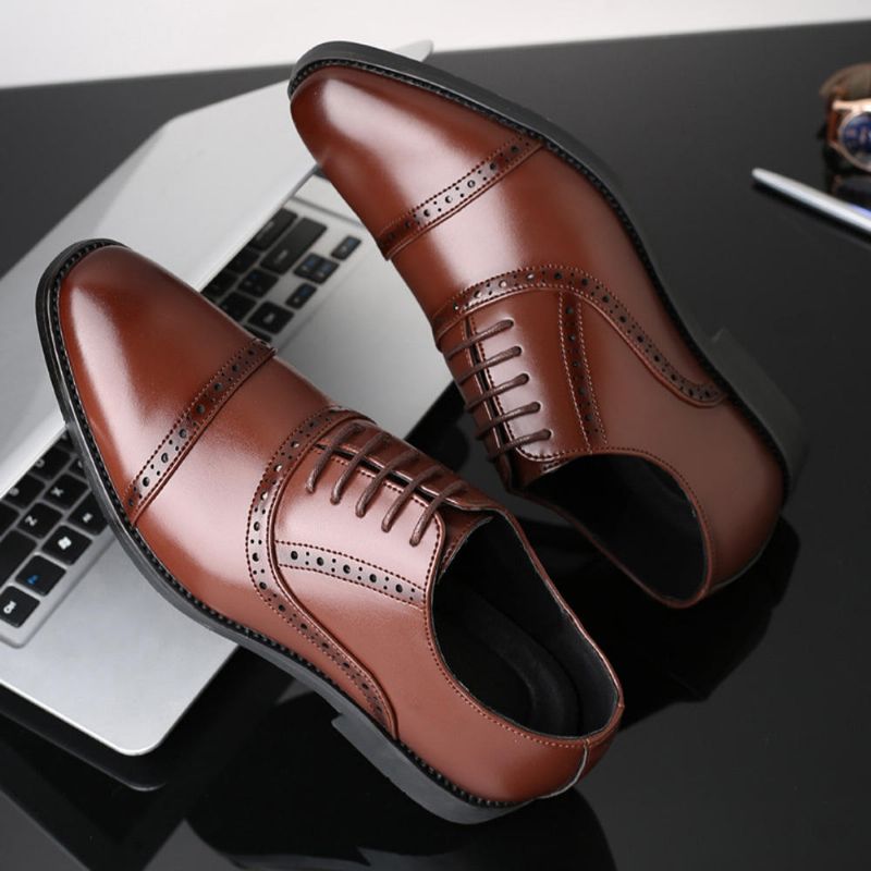 Zapatos De Vestir Oxford De Negocios Informales Tallados Brogue Para Hombre