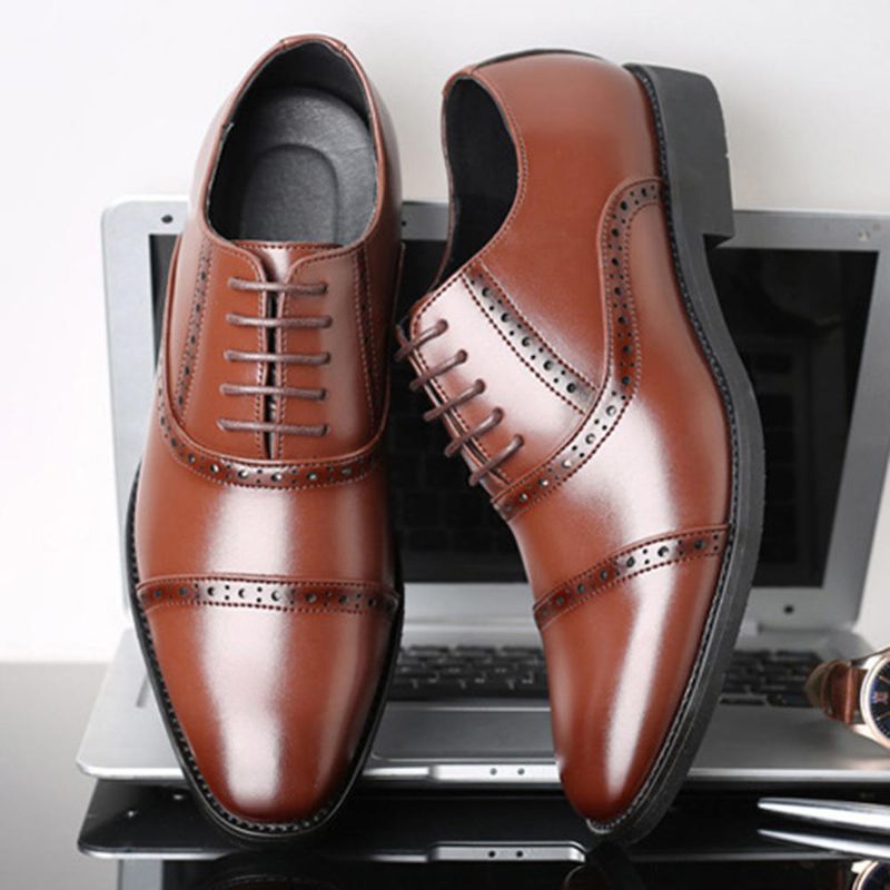 Zapatos De Vestir Oxford De Negocios Informales Tallados Brogue Para Hombre