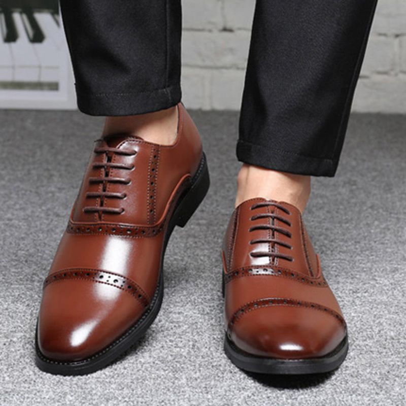 Zapatos De Vestir Oxford De Negocios Informales Tallados Brogue Para Hombre