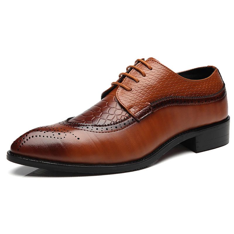 Zapatos De Vestir De Punta Puntiaguda Clásicos Tallados Brogue Modernos Para Hombres