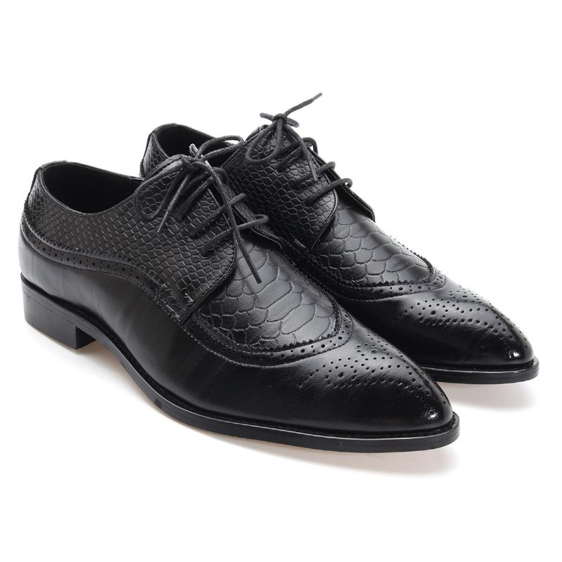 Zapatos De Vestir De Punta Puntiaguda Clásicos Tallados Brogue Modernos Para Hombres