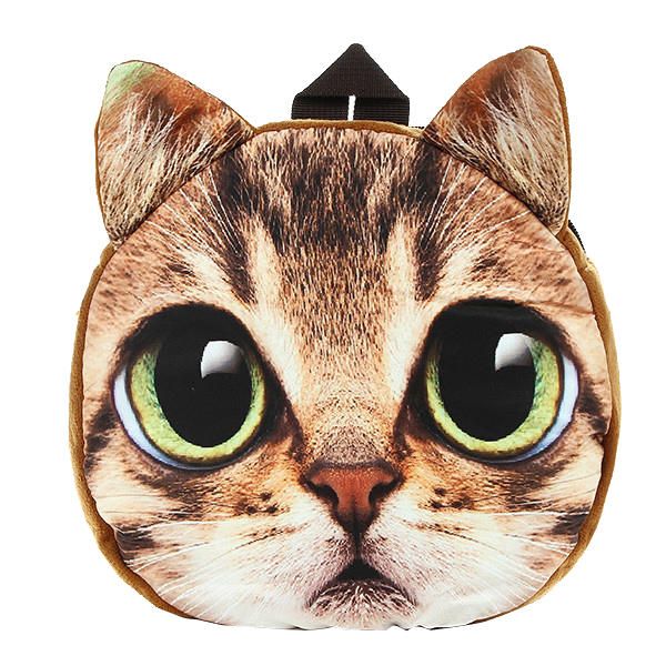 3d Cartoon Dog Cat Face Pattern Mujeres Mochila Animal Schoolbag