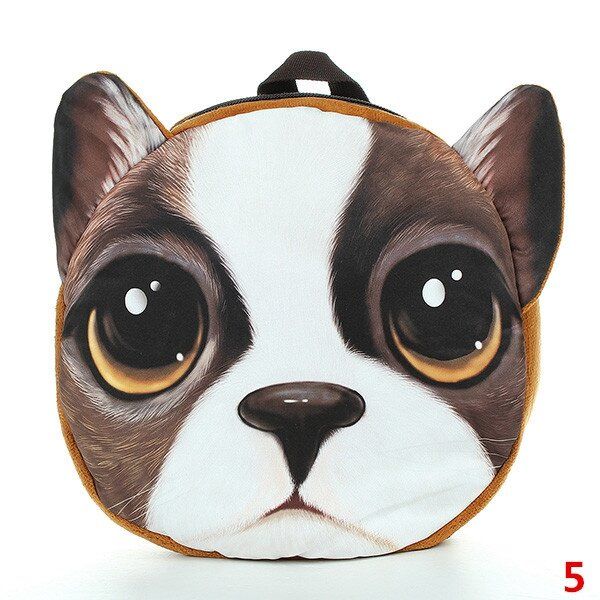 3d Cartoon Dog Cat Face Pattern Mujeres Mochila Animal Schoolbag