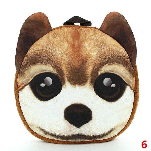 3d Cartoon Dog Cat Face Pattern Mujeres Mochila Animal Schoolbag