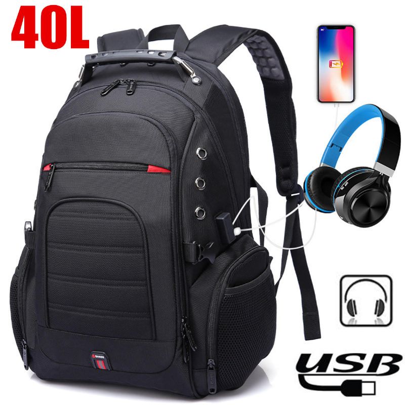 40l Hombres Mochila Con Puerto Usb Mochila Escolar De Hombro Impermeable Mochila De Viaje Para Computadora Portátil