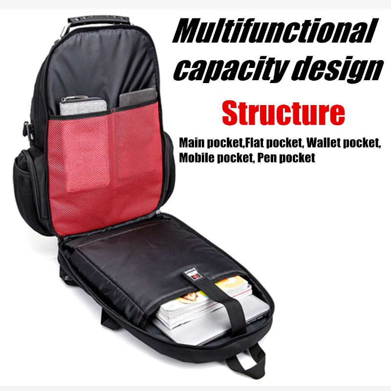 40l Hombres Mochila Con Puerto Usb Mochila Escolar De Hombro Impermeable Mochila De Viaje Para Computadora Portátil