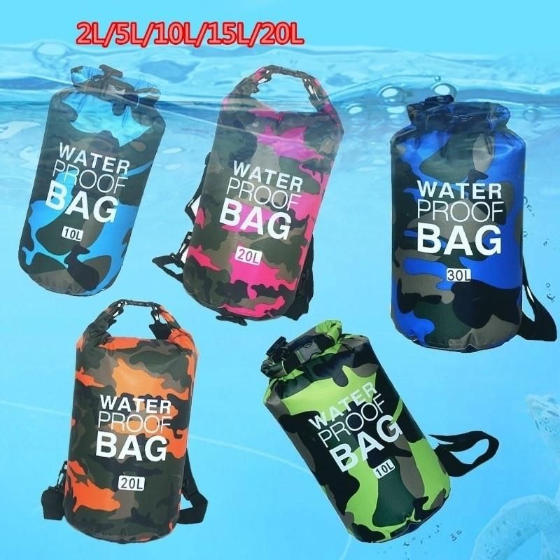 Bolsa Ligera Impermeable De Camuflaje Bolsa Seca Camo Saco De Compresión Para Canotaje Camping Kayak Playa Rafting Senderismo Y Pesca