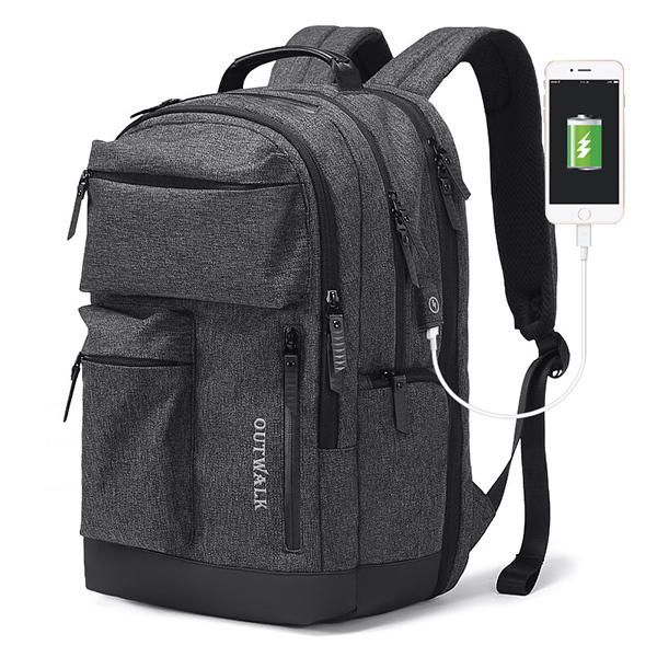 Bolsa De Viaje Impermeable Antirrobo Para Hombres Puerto De Carga Usb Mochila Para Computadora Portátil De 15_6 Pulgadas