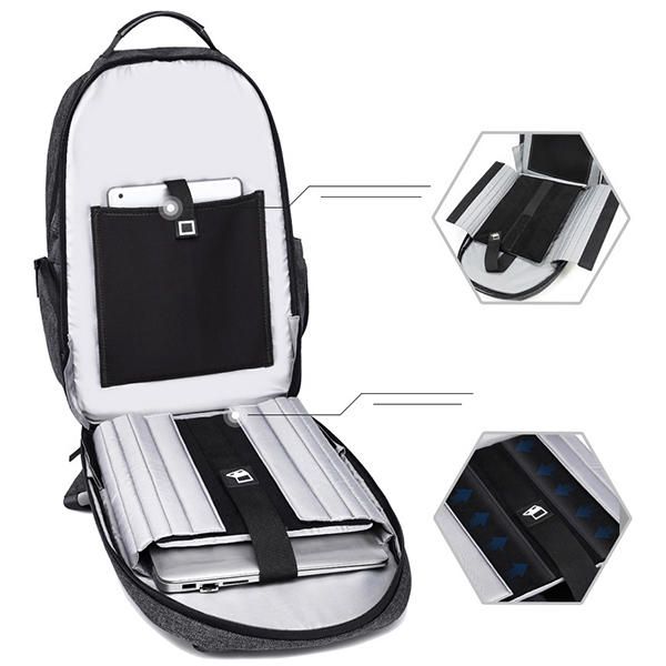 Bolsa De Viaje Impermeable Antirrobo Para Hombres Puerto De Carga Usb Mochila Para Computadora Portátil De 15_6 Pulgadas