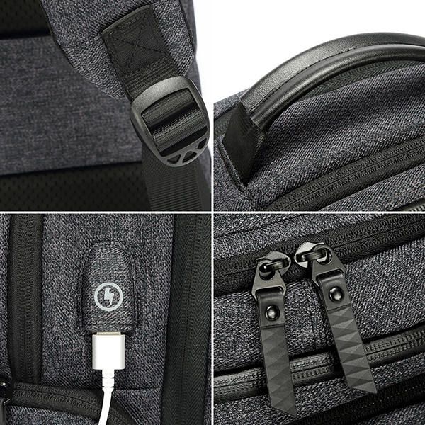 Bolsa De Viaje Impermeable Antirrobo Para Hombres Puerto De Carga Usb Mochila Para Computadora Portátil De 15_6 Pulgadas