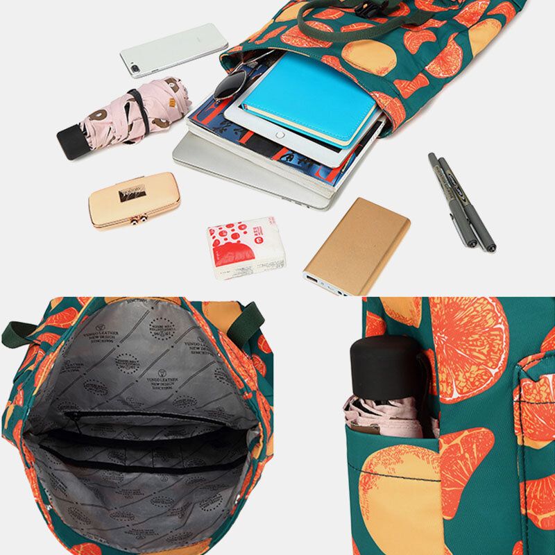 Bolsillo Con Cordón De Mochila Informal Con Estampado De Gran Capacidad Impermeable Para Mujer