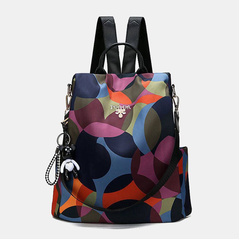 Bolso De Hombro Con Mochila Antirrobo De Nailon Estampado Para Mujer