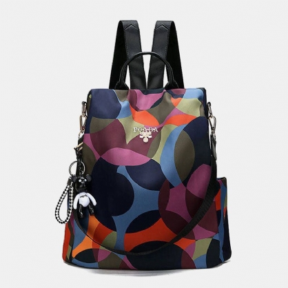 Bolso De Hombro Con Mochila Antirrobo De Nailon Estampado Para Mujer