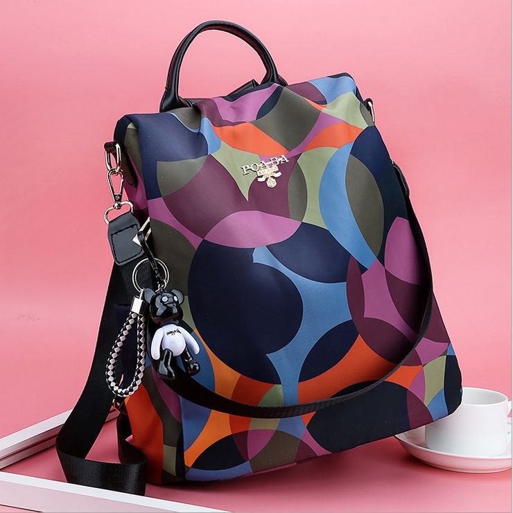 Bolso De Hombro Con Mochila Antirrobo De Nailon Estampado Para Mujer