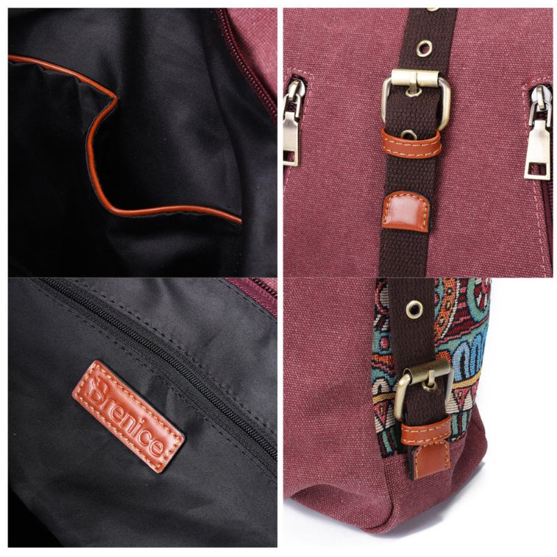 Bolso De Hombro De Lona Nacional Para Mujer Mochila