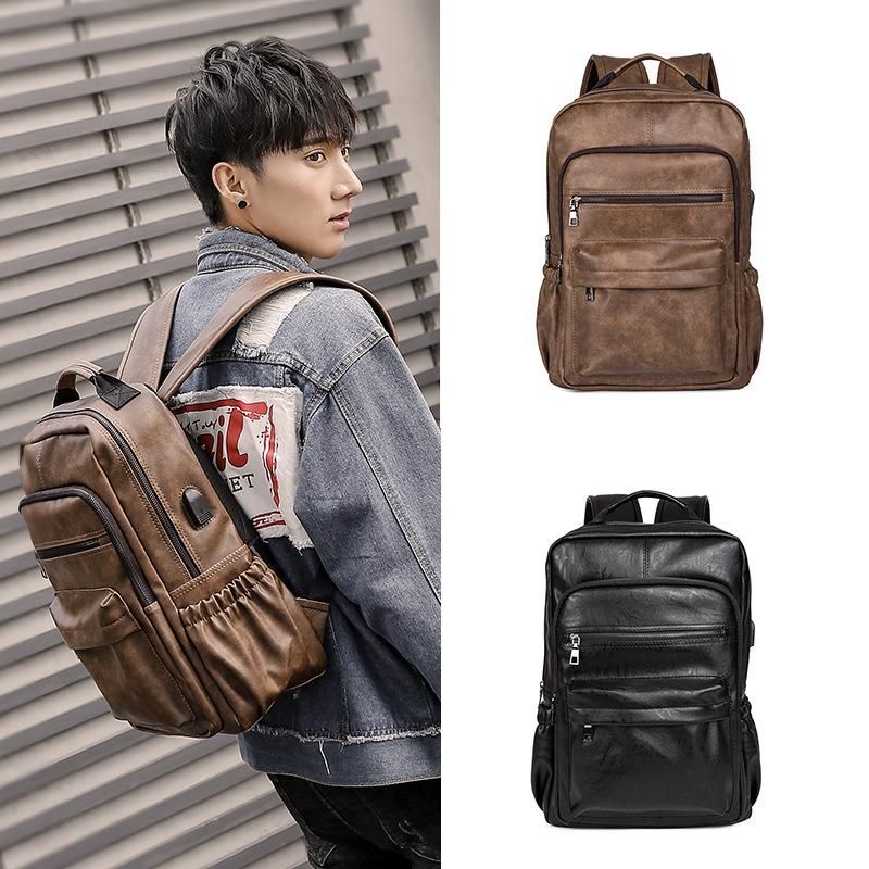 Bolso De Hombro De Mochila Para Portátil De Piel Sintética Para Hombres