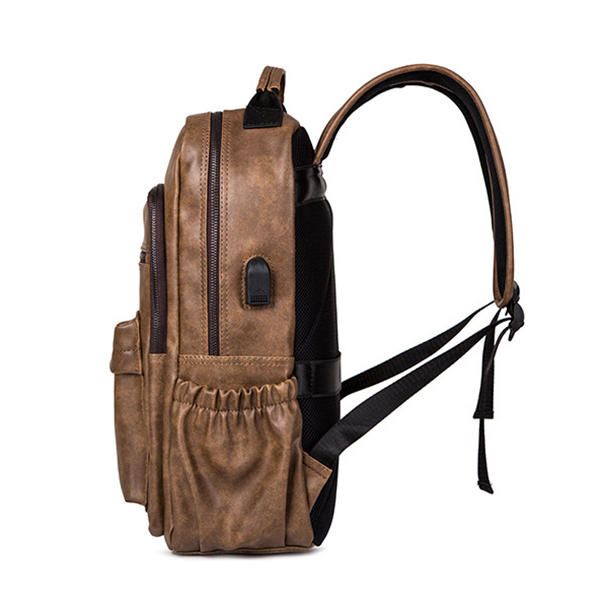 Bolso De Hombro De Mochila Para Portátil De Piel Sintética Para Hombres