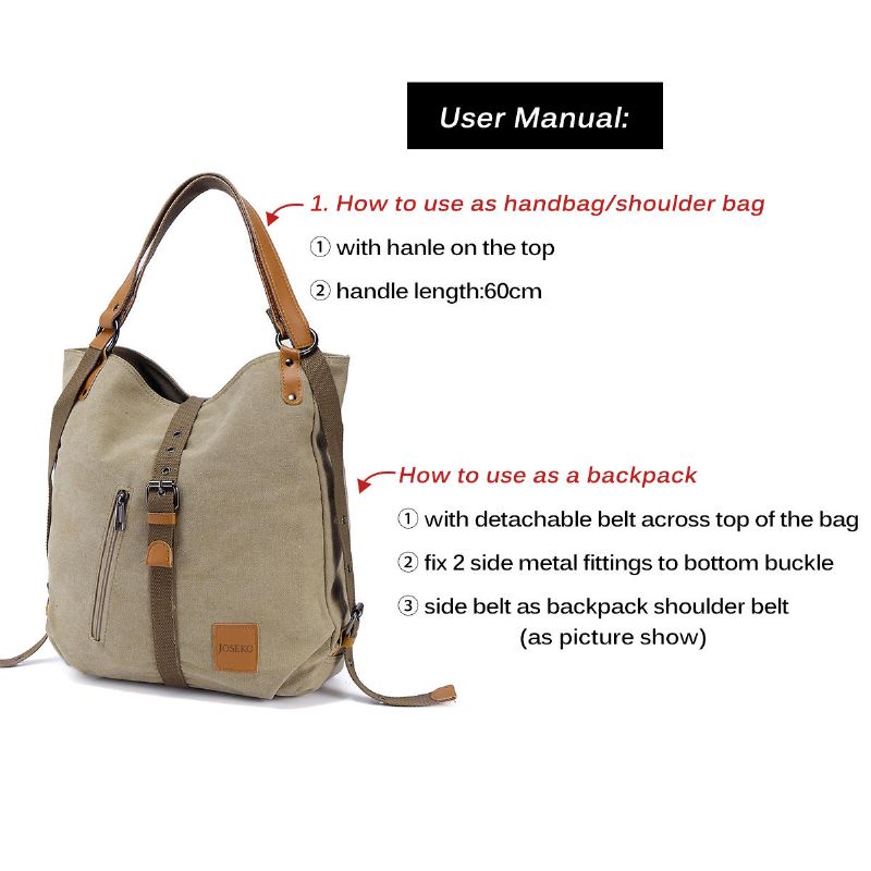 Bolso De Lona Multifuncional Para Mujer Mochila Convertible Monedero Bolso De Hombro Para Mujer Bolso Informal