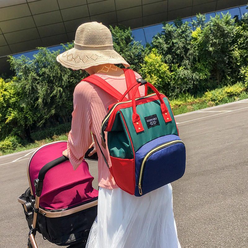 Bolso De Mano De Mochila De Patchwork Informal De Momia Y Niños De Lona De Moda Para Mujer