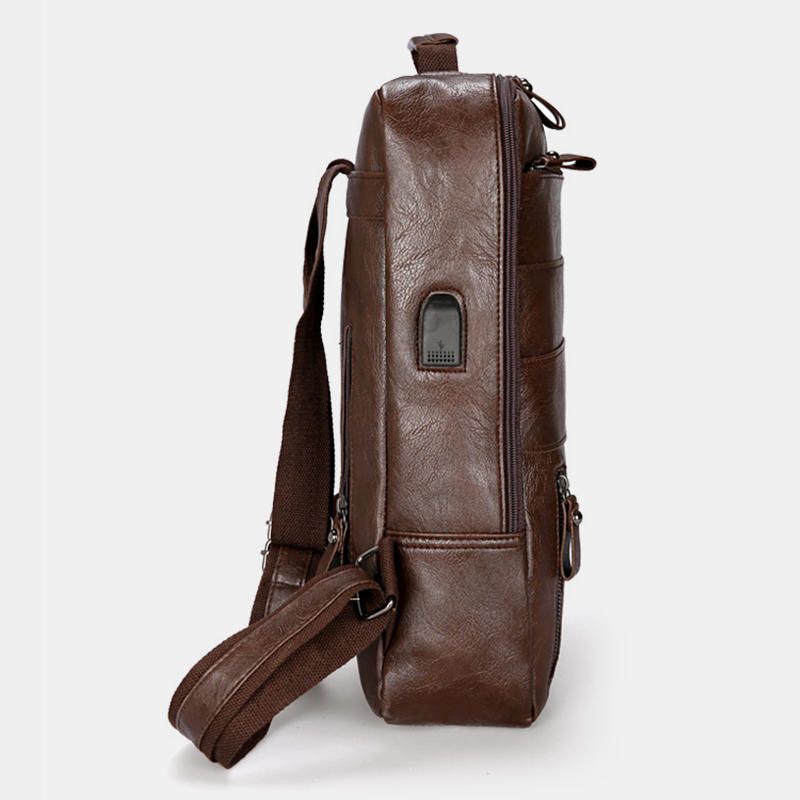 Bolso Mochila De Gran Capacidad De Piel Sintética Para Hombre