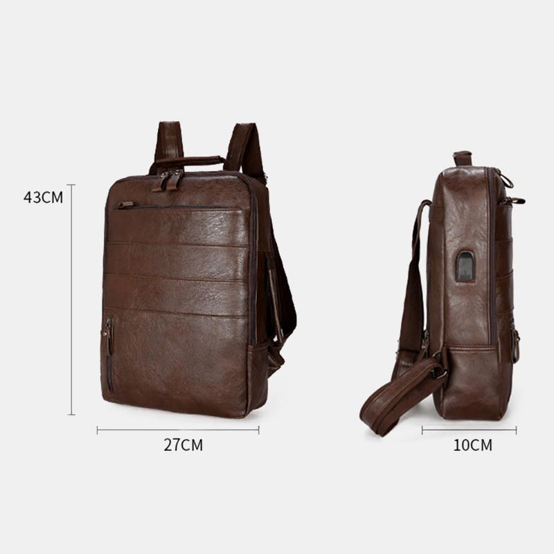 Bolso Mochila De Gran Capacidad De Piel Sintética Para Hombre