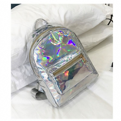 Chic Mujeres Láser Transparente Diseñador Holograma Mochila Escuela Tote Hombro