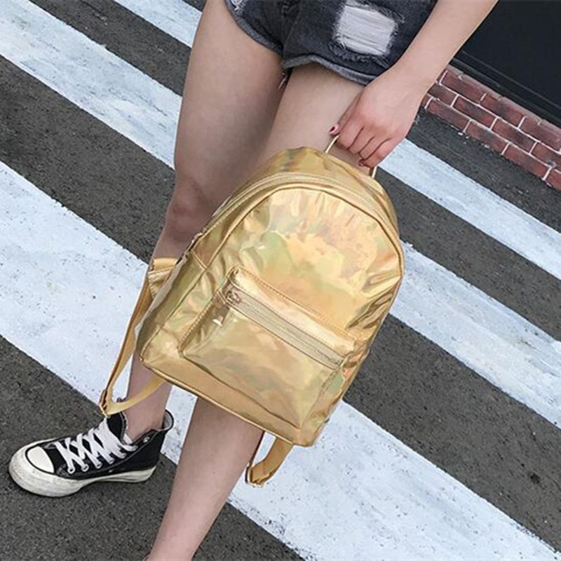 Chic Mujeres Láser Transparente Diseñador Holograma Mochila Escuela Tote Hombro