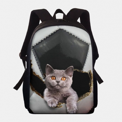 Dacron Unisex Perro Gato De Gran Capacidad En La Mochila Escolar Con Estampado De Patrón De Fútbol De Béisbol