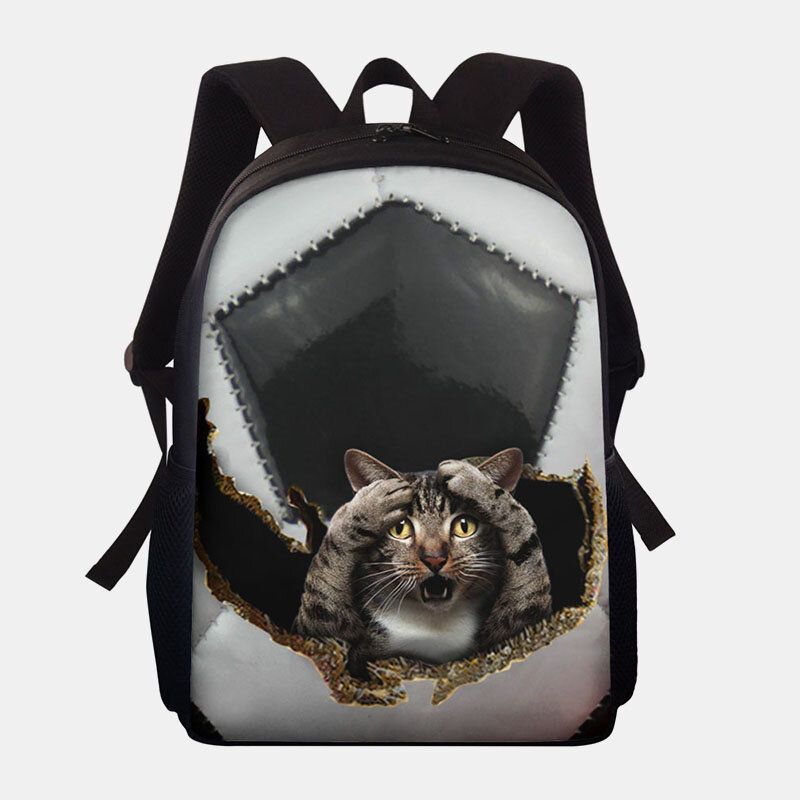 Dacron Unisex Perro Gato De Gran Capacidad En La Mochila Escolar Con Estampado De Patrón De Fútbol De Béisbol