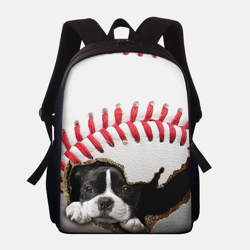 Dacron Unisex Perro Gato De Gran Capacidad En La Mochila Escolar Con Estampado De Patrón De Fútbol De Béisbol