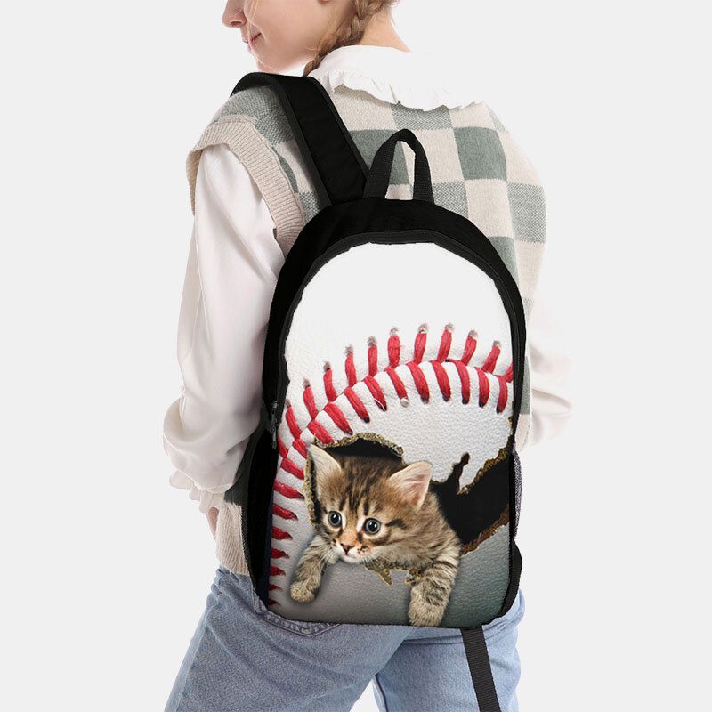 Dacron Unisex Perro Gato De Gran Capacidad En La Mochila Escolar Con Estampado De Patrón De Fútbol De Béisbol