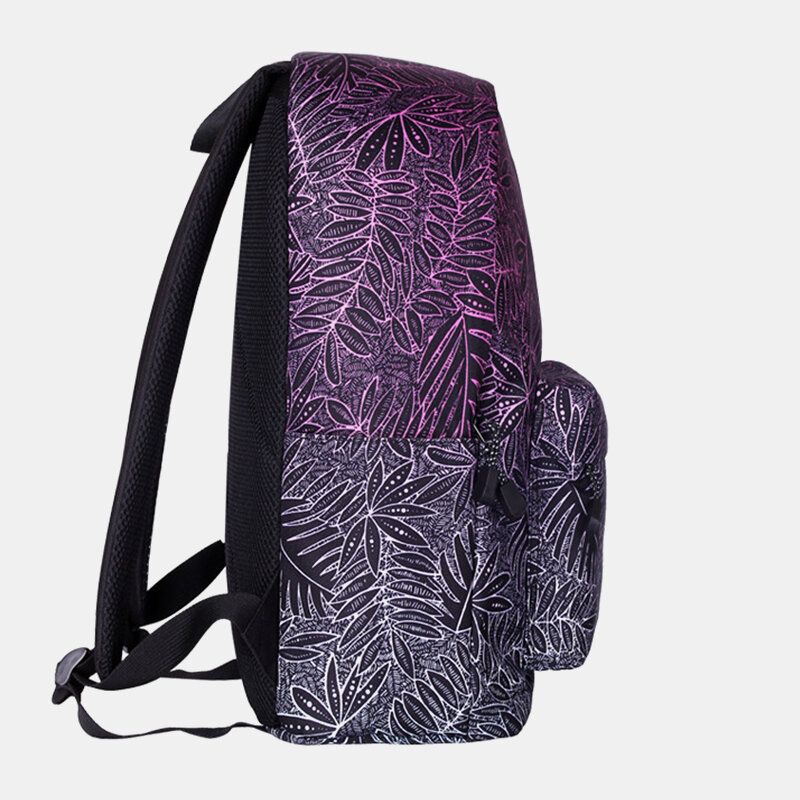 Estuche Para Lápices Con Mochila Escolar Con Estampado De Hojas De 2 Piezas Para Mujer