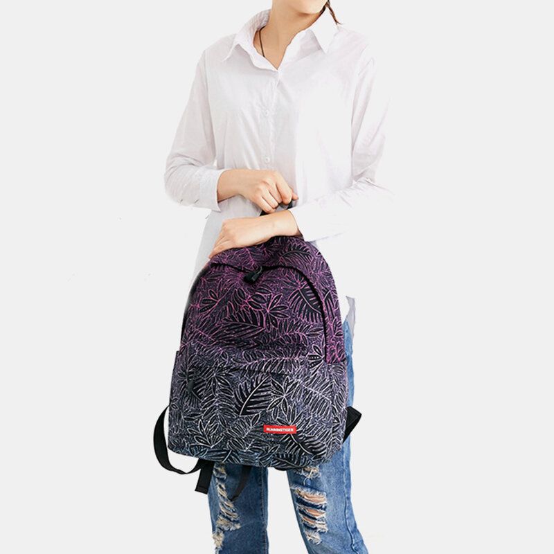 Estuche Para Lápices Con Mochila Escolar Con Estampado De Hojas De 2 Piezas Para Mujer