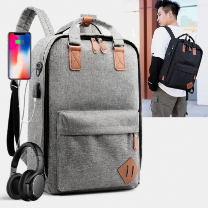 Hombre 3pcs Usb Charging Earphone Hole 15.6 Inch Laptop Bag Mochila Multifunción