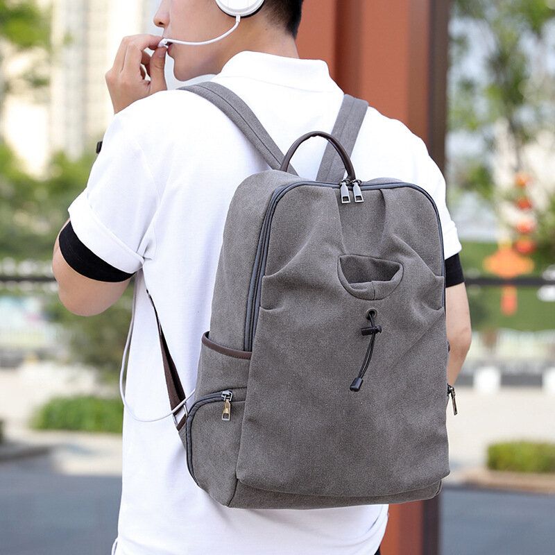 Hombre Canvas Fold De Gran Capacidad Casual Travel 14 Pulgadas Laptop Bag Travel Bag Mochila Escolar Mochila