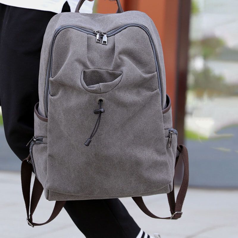 Hombre Canvas Fold De Gran Capacidad Casual Travel 14 Pulgadas Laptop Bag Travel Bag Mochila Escolar Mochila