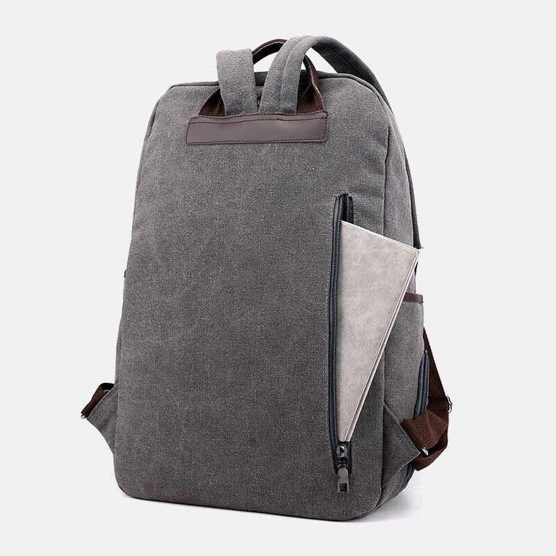 Hombre Canvas Fold De Gran Capacidad Casual Travel 14 Pulgadas Laptop Bag Travel Bag Mochila Escolar Mochila