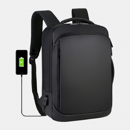 Hombre Dacron Mochila Para Portátil De Negocios Multibolsillos Con Carga Usb De 15.6 Pulgadas