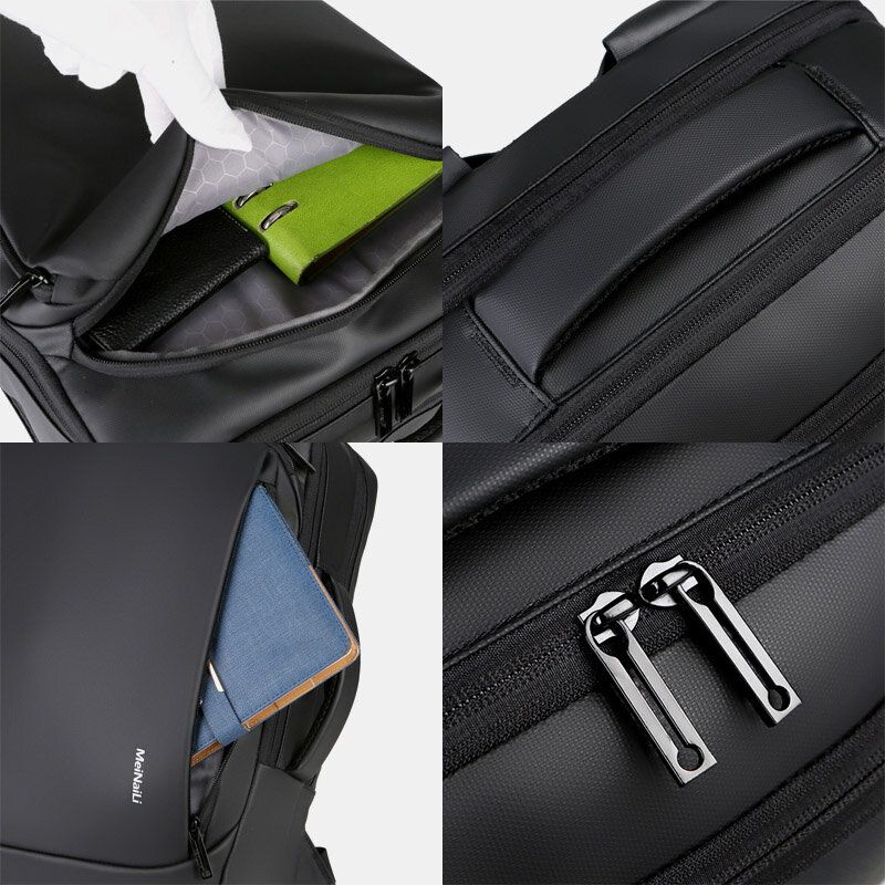 Hombre Dacron Mochila Para Portátil De Negocios Multibolsillos Con Carga Usb De 15.6 Pulgadas