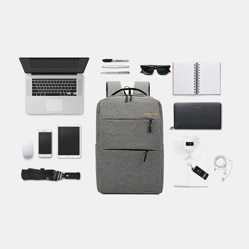 Hombres 3pcs Nylon Carga Usb Resistencia Al Desgaste Moda Casual Laptop Bag Mochila Crossbody Bag Clutch Bag