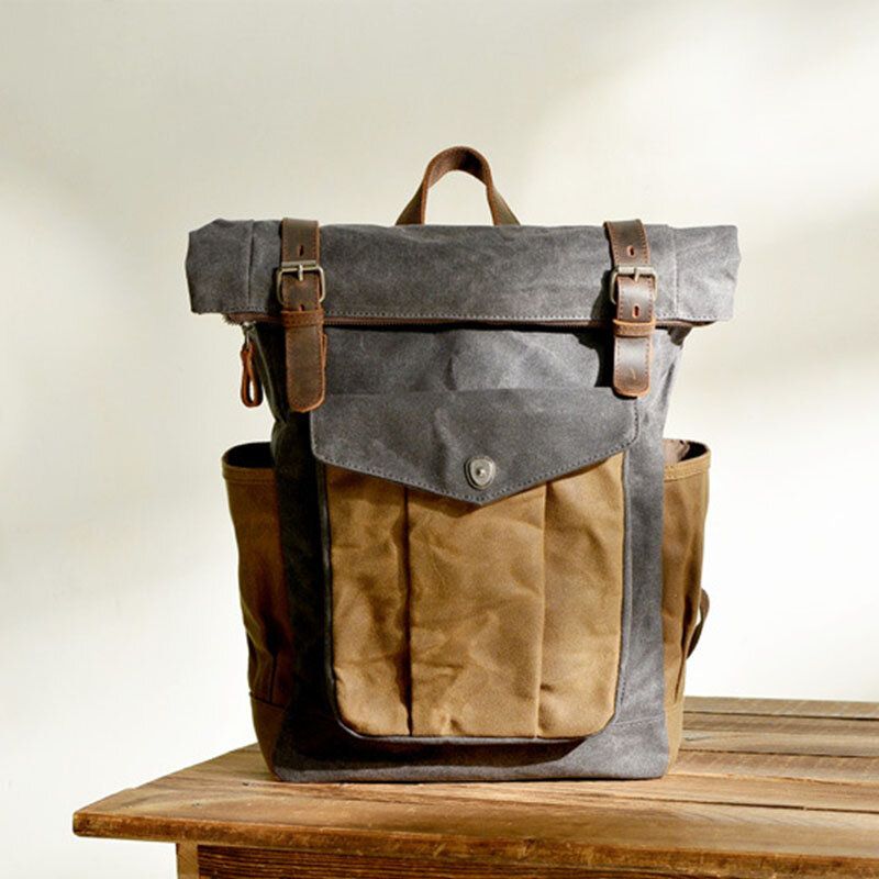 Hombres Bolsa De Viaje De Lona Vintage Mochila Impermeable Bolsa De Escalada Deportiva