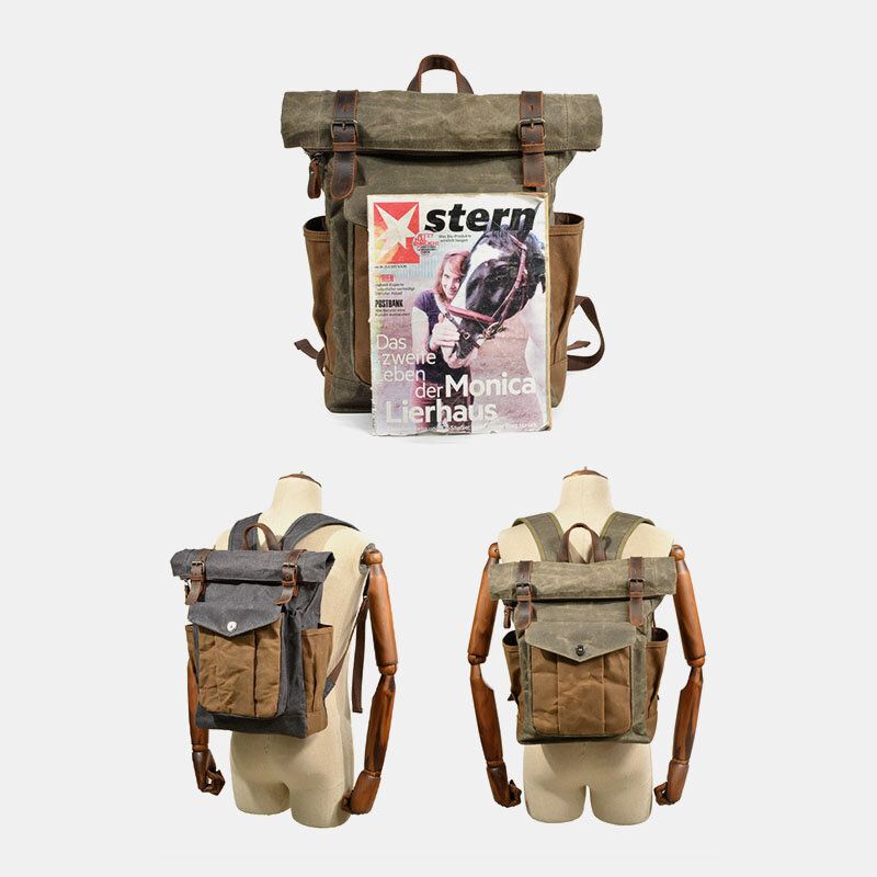 Hombres Bolsa De Viaje De Lona Vintage Mochila Impermeable Bolsa De Escalada Deportiva