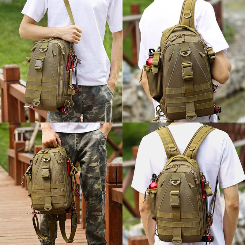 Hombres Camuflaje De Nailon Multifuncional Gran Capacidad 16 Pulgadas Mochila Antirrobo Transpirable Bolsa De Hombro Bolsa De Hombreajero Bolsa De Pecho