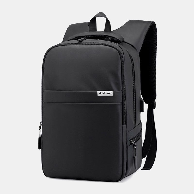 Hombres Carga Usb Nylon Al Aire Libre Viaje Impermeable Gran Capacidad Bolsa Para Computadora Portátil De 13 Pulgadas Bolsa De Viaje Mochila