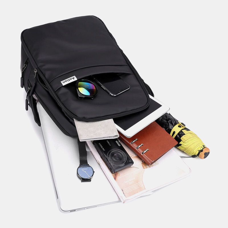 Hombres Carga Usb Nylon Al Aire Libre Viaje Impermeable Gran Capacidad Bolsa Para Computadora Portátil De 13 Pulgadas Bolsa De Viaje Mochila