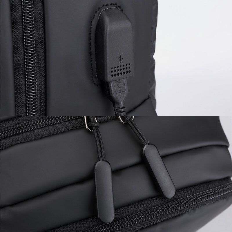 Hombres Carga Usb Nylon Al Aire Libre Viaje Impermeable Gran Capacidad Bolsa Para Computadora Portátil De 13 Pulgadas Bolsa De Viaje Mochila