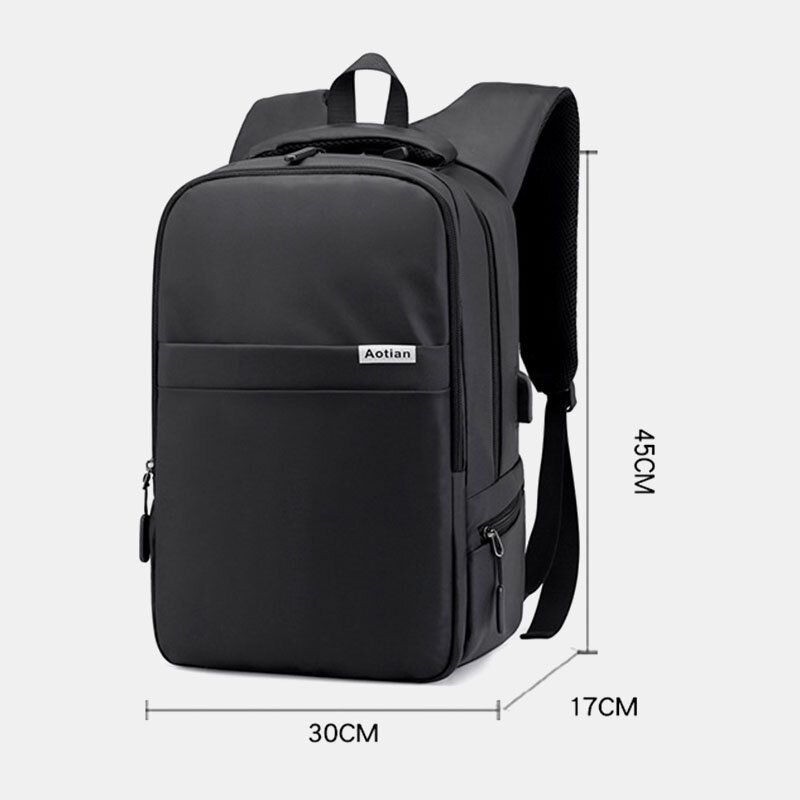 Hombres Carga Usb Nylon Al Aire Libre Viaje Impermeable Gran Capacidad Bolsa Para Computadora Portátil De 13 Pulgadas Bolsa De Viaje Mochila